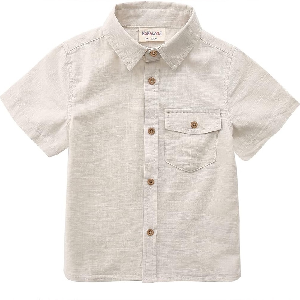 Momoland toddler Beige Short Sleeve button down Shirt